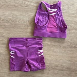 Fabletics Purple Athletic Shorts and Top Set